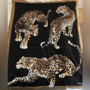 Dolce and Gabbana Casa Leopard silk quilt blanket